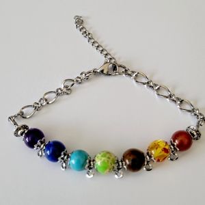Stainless Steel Figaro Chakra Bracelet, Chakra Bracelet, Bracelet